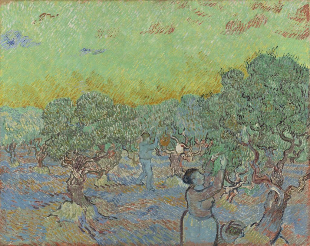 Vincent Van Gogh, Uliveto con due raccoglitori di olive, 1889, Kröller-Müller Museum, Otterlo