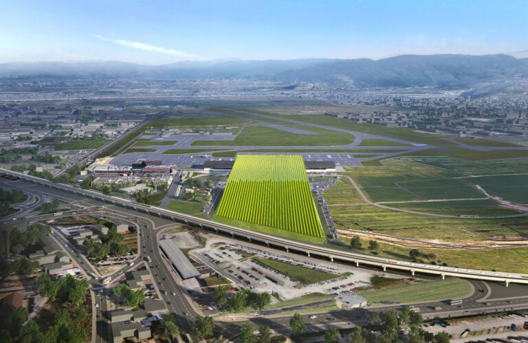 Aerial 02 ©Rafael Vinoly Architects A Firenze il nuovo aeroporto potrebbe avere un tetto-vigneto