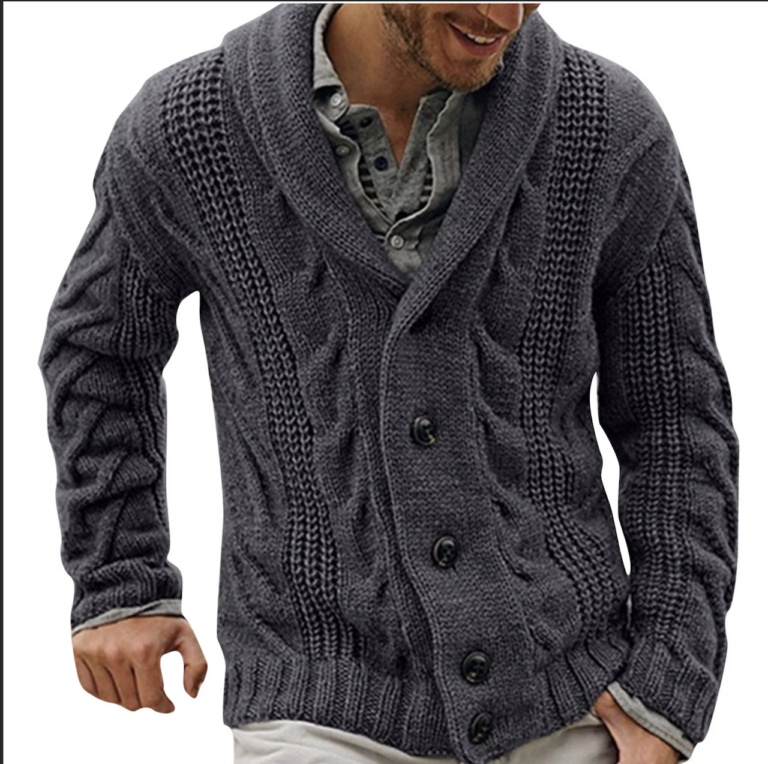 Cardigan grandpa con collo a scialle