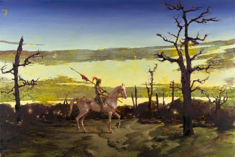 Francesco De Grandi, Cappa e spada, 2023, olio su tela, 80 x 120 cm. Courtesy l’artista e RizzutoGallery