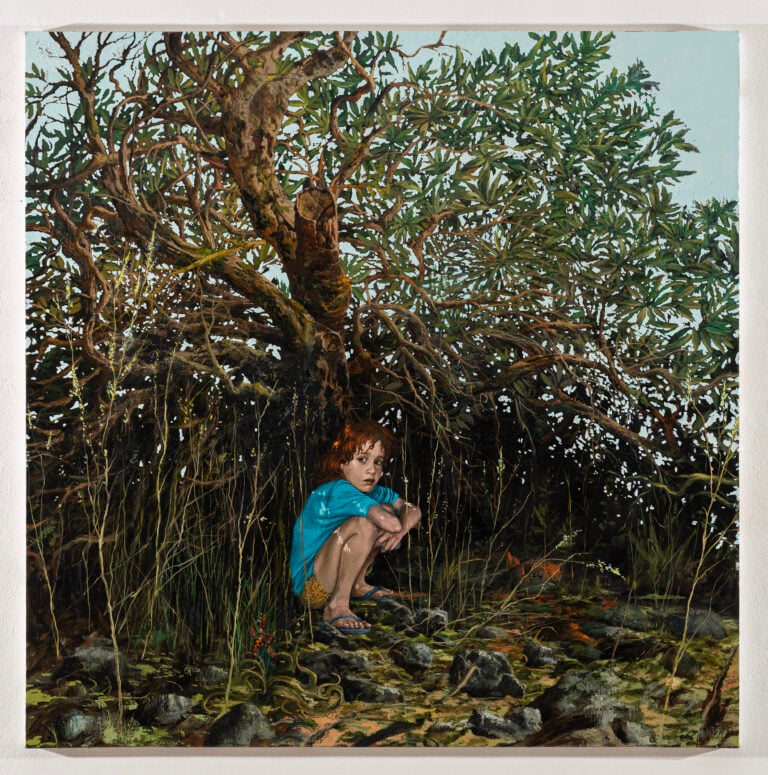 Francesco De Grandi, Il signore delle mosche, 2023, olio su tela, 150 x 150 cm. Courtesy l’artista e RizzutoGallery