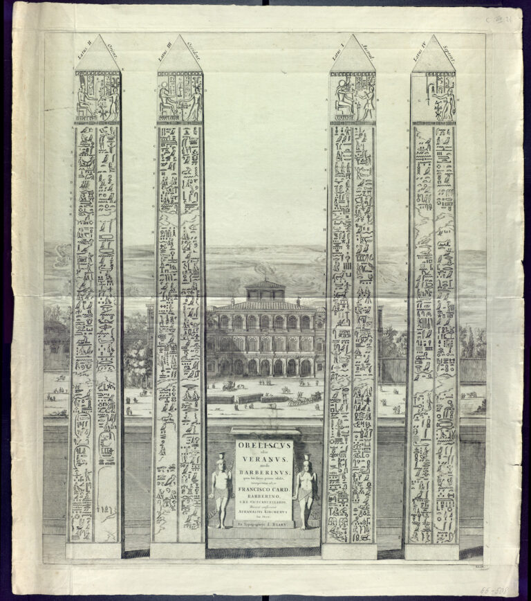 Joan Blaeu, Obeliscus olim Veranus, modo Barberinus, incisione su rame, 1704, Biblioteca Nazionale Centrale di Roma