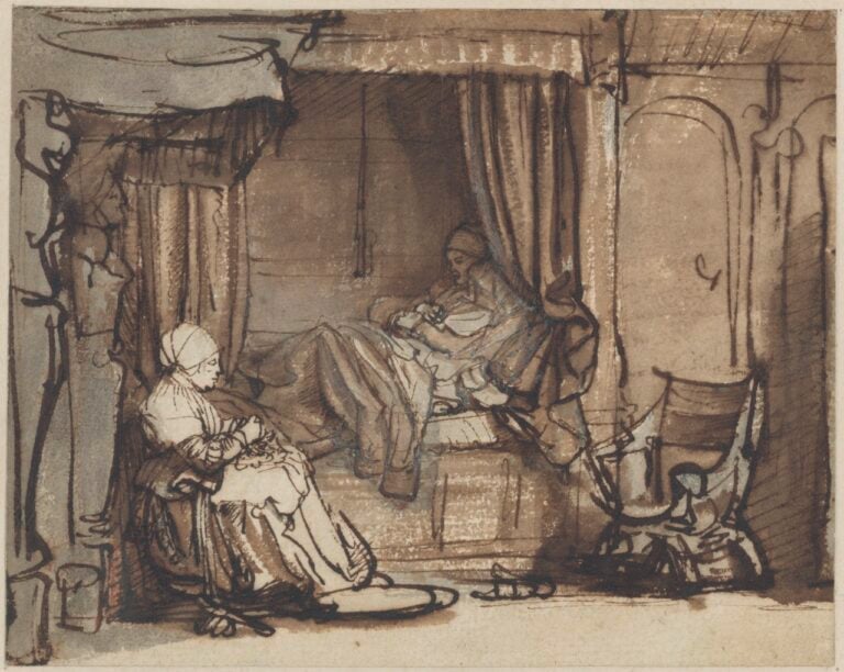 Rembrandt Harmensz van Rijn, Interior with Saskia in Bed, circa 1640-1641, Fondation Custodia, Collection Frits Lugt, Paris, Inv. 266