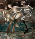 Sergio Padovani, Il bacio, 2023, olio, tempera, bitume e resina su tela 190x160 cm. Ph. Mauro Terzi