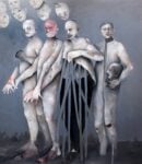 Sergio Padovani, Il vuoto dell'universo urla ora, 2023, olio, bitume e resina su tela, 190x160 cm. Ph. Mauro Terzi