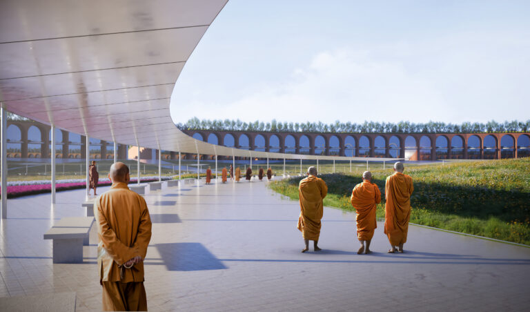 Stefano Boeri Architetti, Ramagrama Stupa, Shadowed meditation ring scaled. Credits Stefano Boeri Architetti