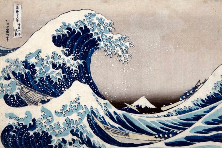 Katsushika Hokusai, La [Grande] Onda presso la costa di Kanagawa dalla serie Trentasei vedute del monte Fuji, 1830-1832, Silografia policroma ©Courtesy of Museo d’Arte Orientale E. Chiossone