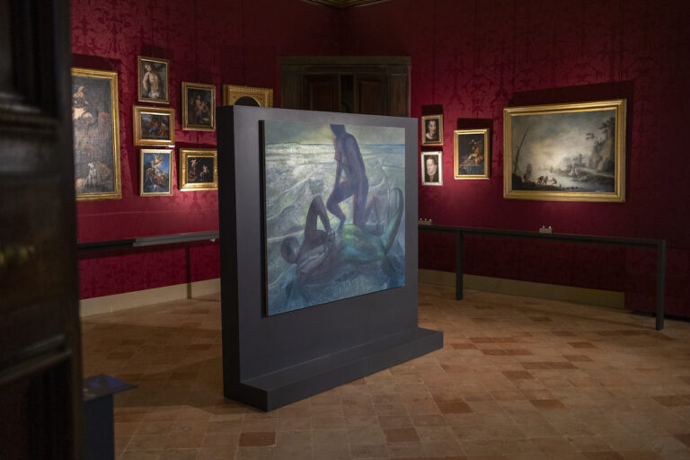 Alessandro Fogo, Mythos, Tritone e satiressa, installation view at Palazzo Buonaccorsi, Macerata, 2024