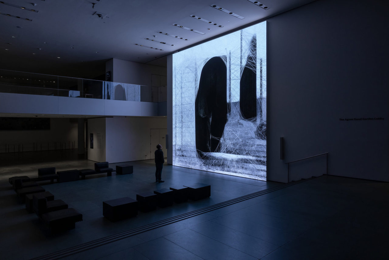 Arte generativa, installation view of the exhibition "Refik Anadol: Unsupervised", 2022