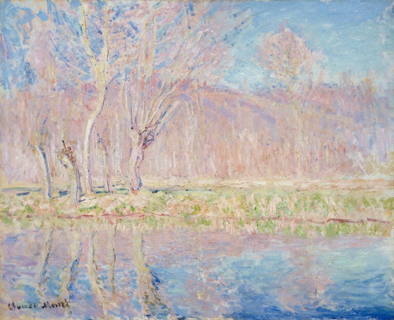 Claude Monet, Arbres au bord de l'eau, printemps à Giverny, 1885. Courtesy Sotheby's