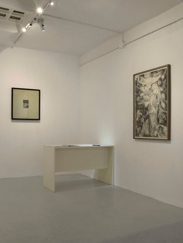 Andrea Magnani, Trapezio Gallery presenta Lo Sguardo Fuori, a cura di Giovanni Rendina, veduta della mostra presso Gelateria Sogni di Ghiaccio, 2024. Courtesy l'artista