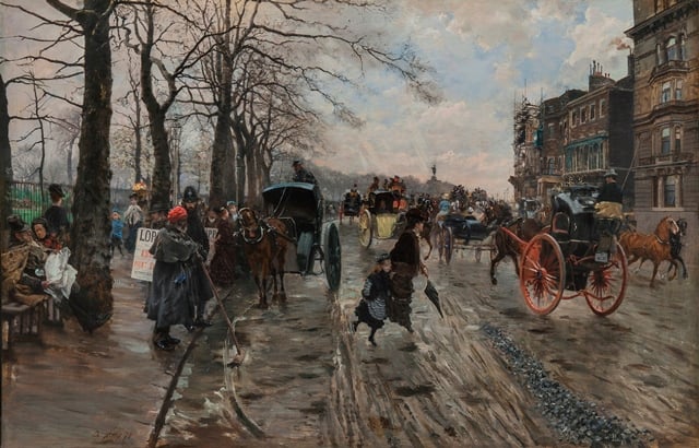 Giuseppe De Nittis, Piccadilly (Giornata invernale a Londra), 1875, Coll. privata, courtesy METS - Gallerie Maspes, Milano © Archivio Gallerie Maspes, Milano