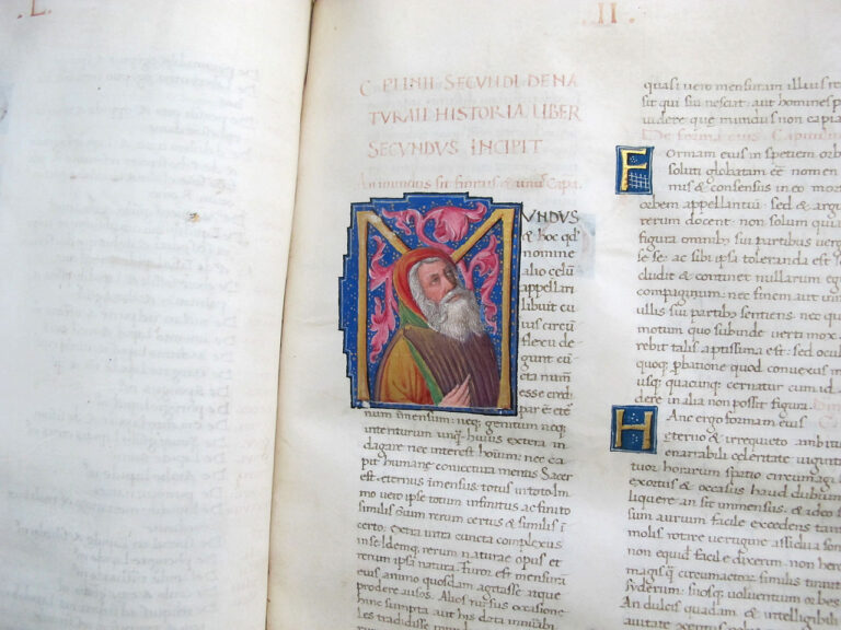 Plinio il Vecchio, Naturalis Historia, manoscritto 1446. Photo via Wikimedia