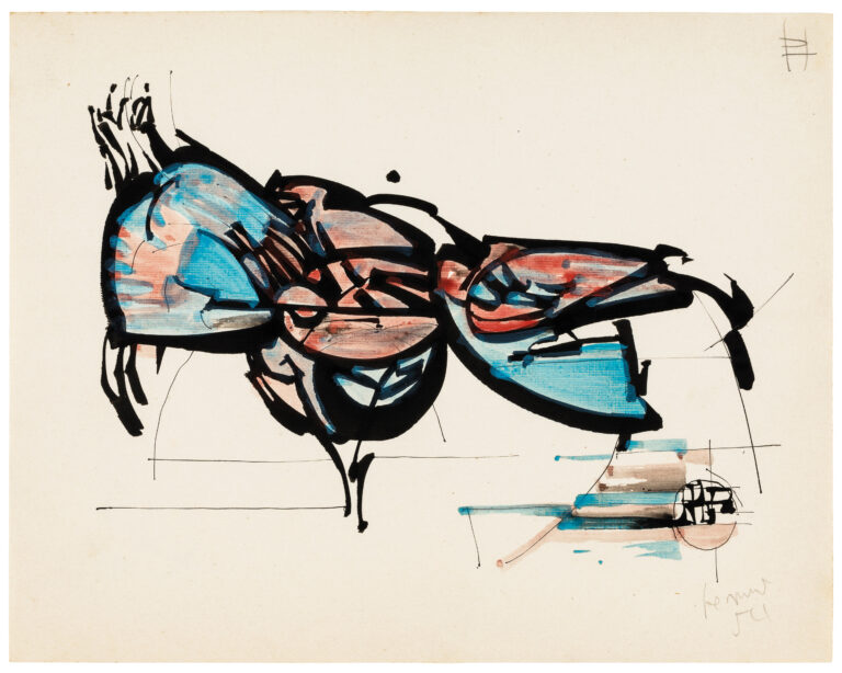 Fernando Lemos (1926-2019), Untitled, 1954. Indian ink on paper. 20 x 25,5 cm. Collection Beatrix Overmeer