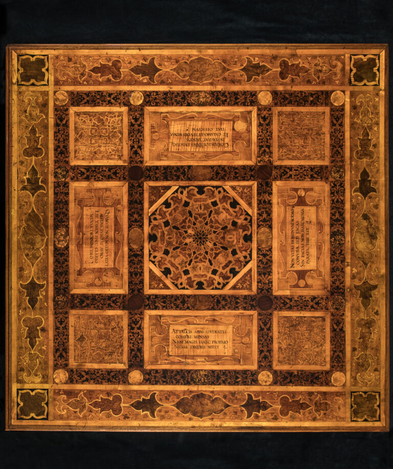 Fra’ Damiano Zambelli(1480 c.-1549), Tarsia lignea iscritta. Courtesy Alessandra Di Castro