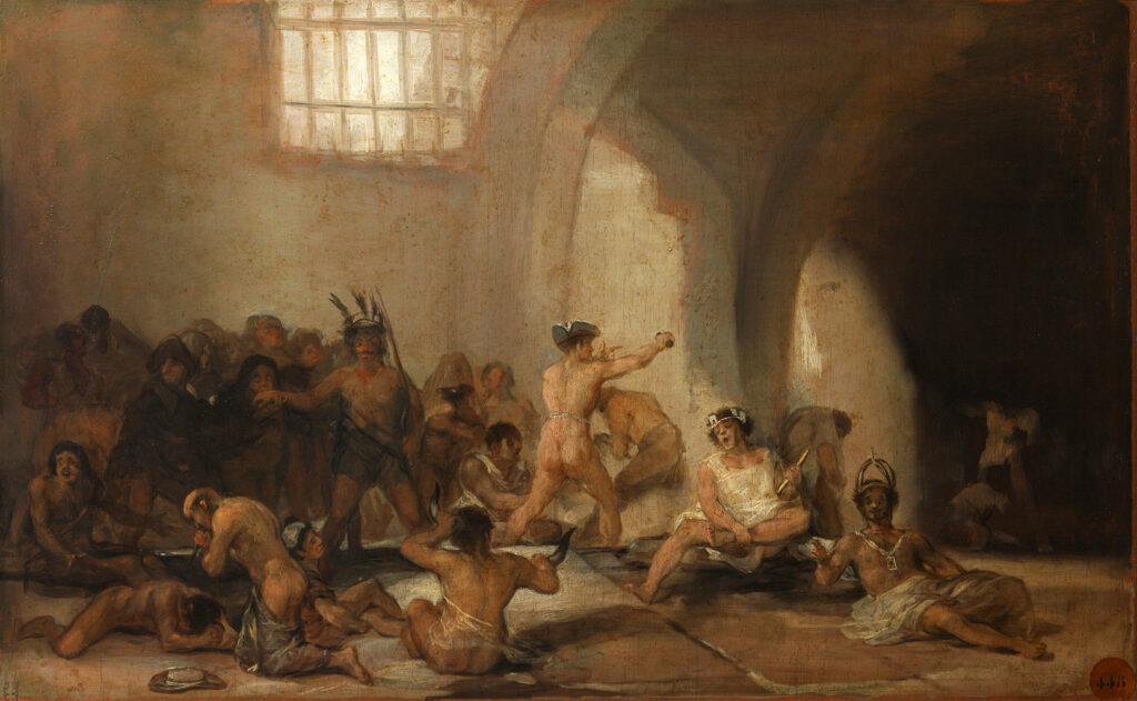 Francisco Goya, Il manicomio, dalla serie Cuadros de fiestas y costumbres, 1808-12, Olio su tavola, Real Academia de Bellas Artes de San Fernando, Madrid