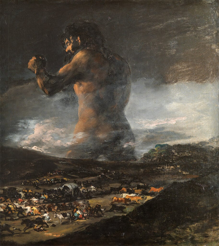 Francisco Goya (attribuito a), Il Colosso, post 1808, Olio su tela Museo Nacional del Prado, Madrid