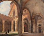 Giuseppe Migliara, Portico di Sant'Ambrogio, olio su tela. Collezione privata