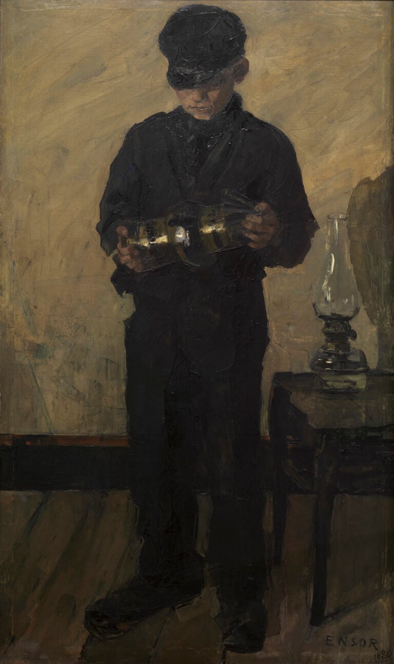 James Ensor, The Lamplighter, 1880. Oil on canvas, 151.5 x 91 cm. RMFAB, inv. 3294 Â© J. Geleyns - Art Photography