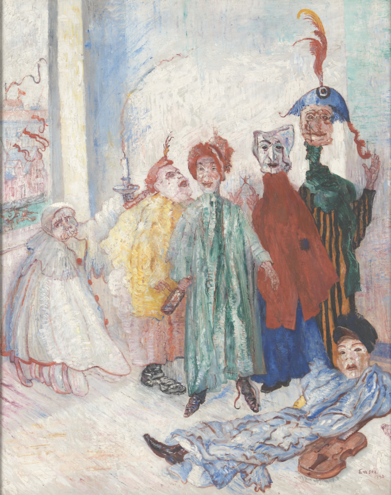 James Ensor, The strange masks, 1892. Oil on canvas, 100 x 80 cm. RMFAB, inv. 4194 Â© Vincent Everarts Photographie