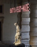 Claire Fontaine (Collettivo - Parigi, 2004), Beauty is a ready made, 2024, Lettere a LED tridimensionali, struttura e supporto Alessandro Puttinati, La Bagnante, 1846, Marmo di Carrara, Verona, Palazzo Maffei Casa Museo. Photo: Andrea Pugiotto