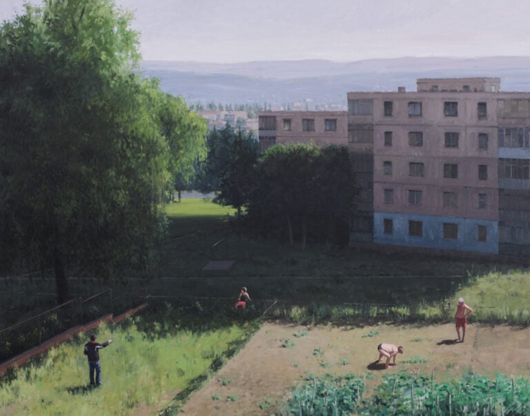 Șerban Savu, Blocks and Gardens, 2012, oil on canvas, 150x190 cm, courtesy Galeria Plan B, Berlin