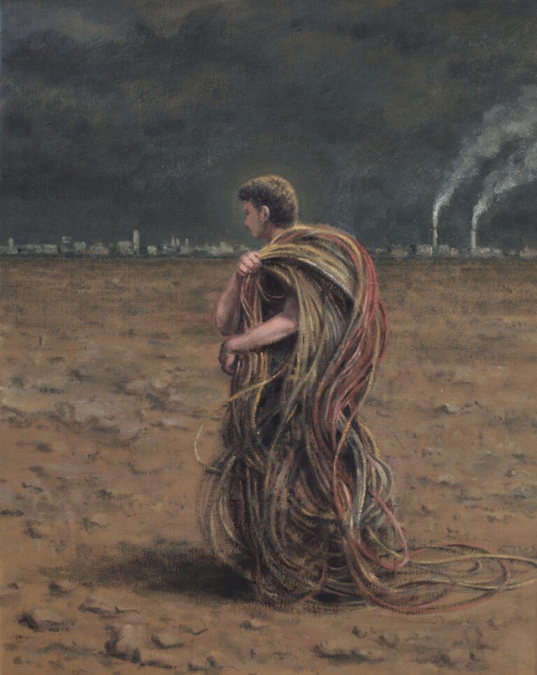 Șerban Savu, Electric Man, 2022, oil on canvas, 50x40 cm, courtesy Galeria Plan B, Berlin