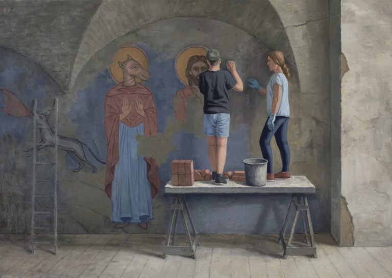 Șerban Savu, Saint Christopher, 2022, oil on canvas, 138x195 cm, courtesy Galeria Plan B, Berlin