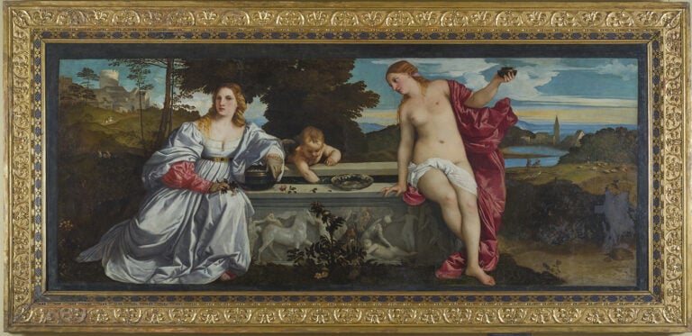 Tiziano (Pieve di Cadore 1490 ca - Venezia 1576) Amor Sacro e Amor Profano/ Sacred and Profane Love , about 1514 circa olio su tela oil on canvas , cm 118 x 278 Galleria Borghese, Roma © Galleria Borghese