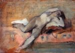 Henri de Toulouse-Lautrec, Étude de nu - Femme renversée sur un divan, 1882, olio su cartone, Albi, Musée Toulouse-Lautrec