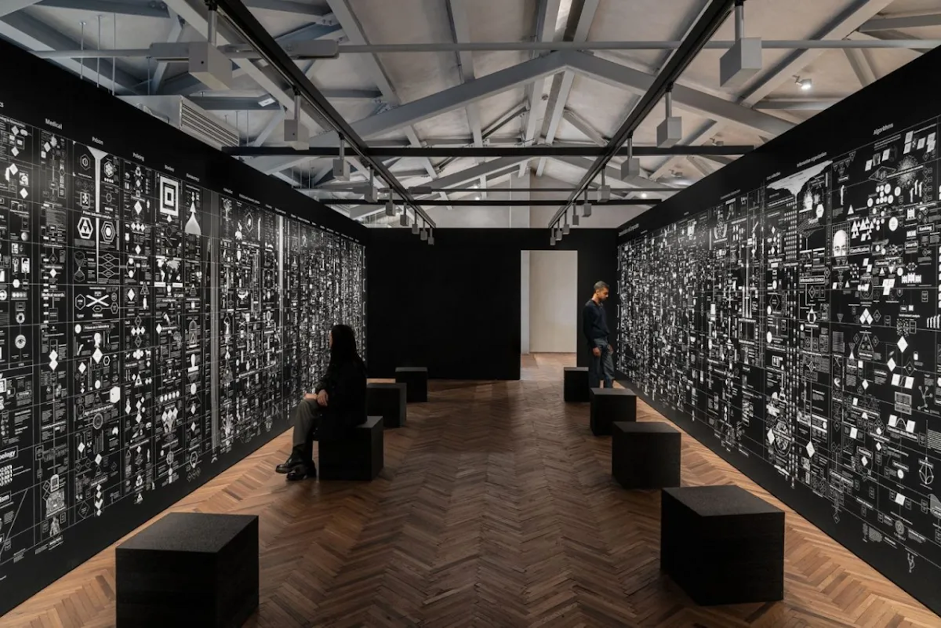 Kate Crawford and Vladan Joler, Calculating Empires (2023), exhibition view at Fondazione Prada, Milan. Courtesy of Fondazione Prada.