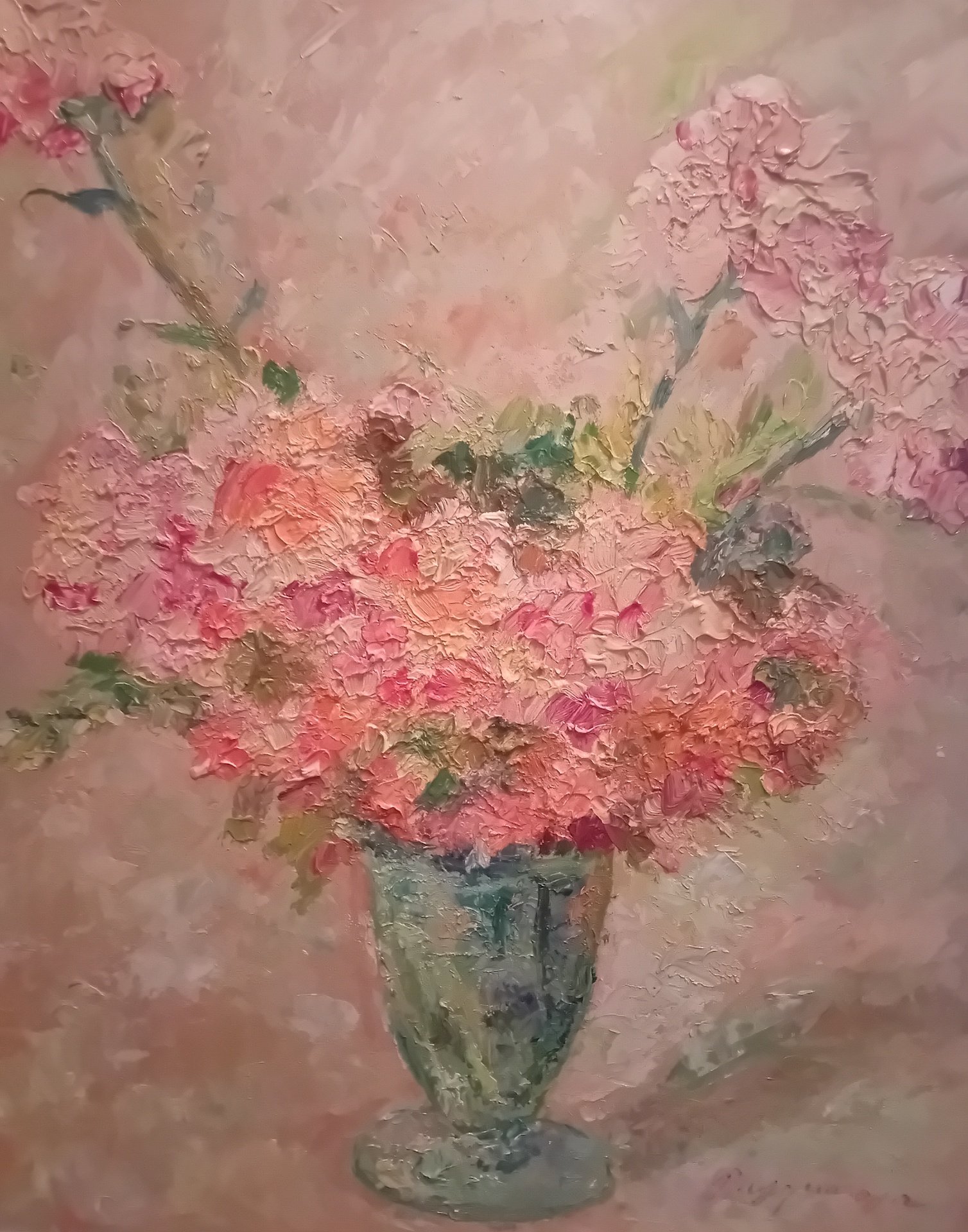 Pasquarosa Marcelli, Vaso di fiori, olio su cartone pressato, cm.45 x 37, Collezione privata. Courtesy Vincenzo Monteleone