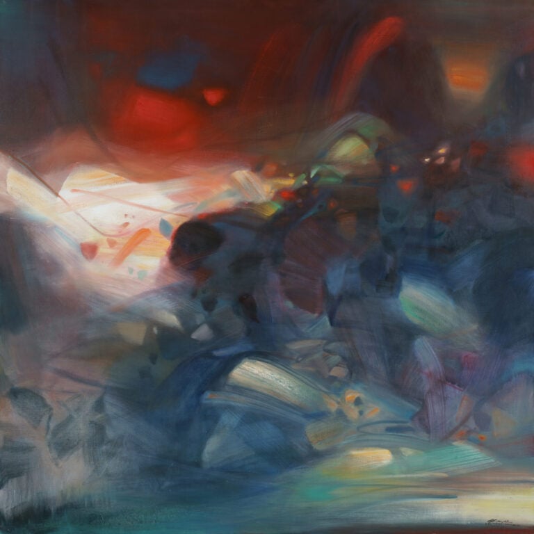 Chu Teh-Chun, Le point du jour, 1988-1989, Oil on canvas, 200 × 200 cm. © ADAGP Paris, 2024 © Fondation Chu Teh-Chun