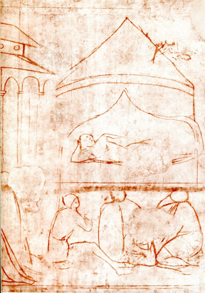 Masolino, Il Sogno di Eraclio, sinopia. Ciclo con Storie della Vera Croce, chiesa di Santo Stefano, Empoli. Via Wikimedia commons