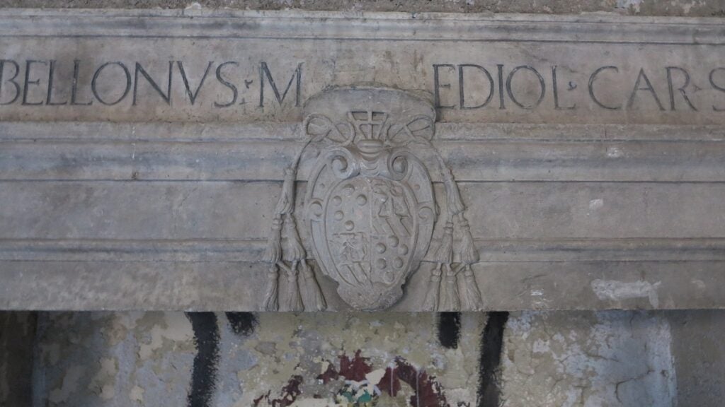 Palazzo Nardini, lo stemma del Cardinal Serbelloni su uno dei camini del piano nobile