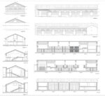 Prospetti e sezioni del padiglione 15 c. Progetto per l’insediamento dell’Università degli Studi Roma Tre nell’area dell’Ex-Mattatoio © Arch. Francesco Damiani