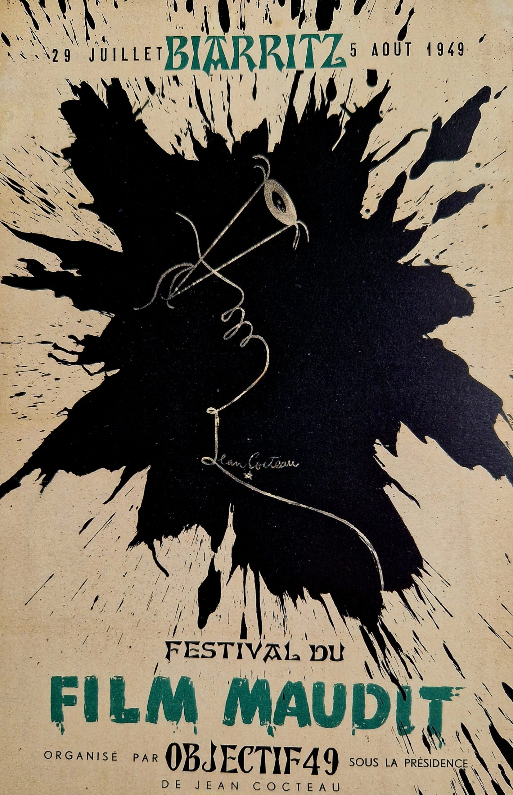 Jean Cocteau “Manifesto per il “Festival du Film Maudit”. Litografia a colori, 60 x 40 cm. 1949 © Paris, Collection Cinémathèque française