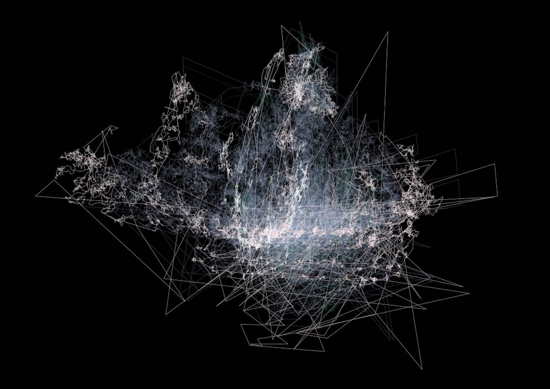 Matthew Attard, Generative study (I WILL FOLLOW THE SHIP), 2023 Eye-tracking drawing, Generative algorithm Digital image, Variable dimensions. © Matthew Attard and Galleria Michela Rizzo