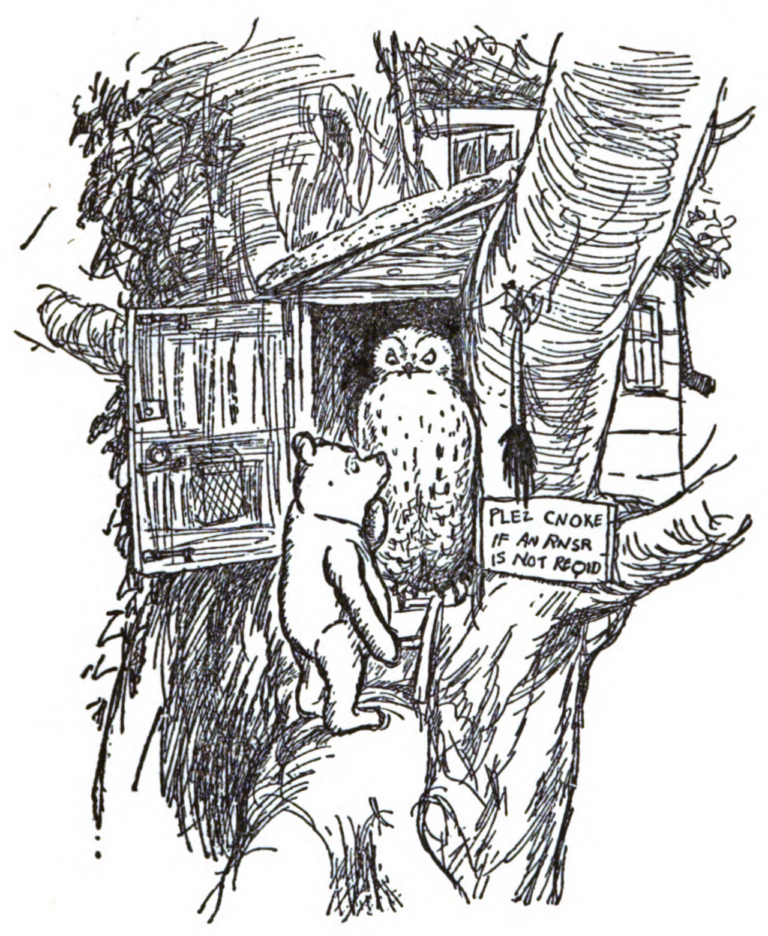 pooh at owls house illustration by e h shepard Meglio trovarsi sola con un uomo o con un orso? Le donne scelgono l'orso. Ecco i più amati della cultura pop