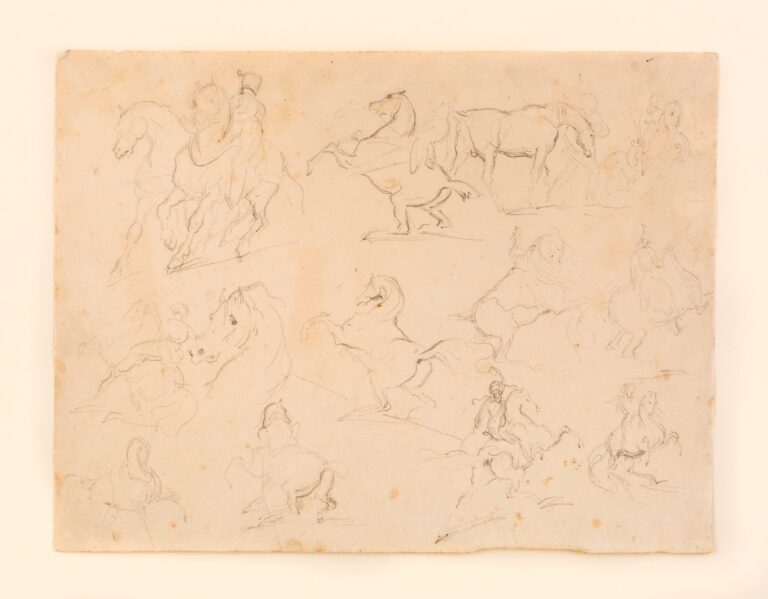 Theodore Géricault, Studies of rearing horses. Pencil on paper