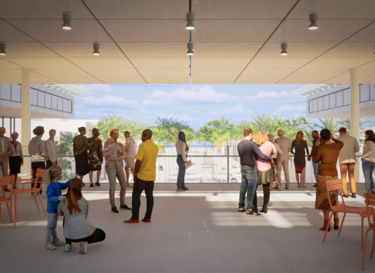 views south to mizner park from the rooftop terracecredit rpbw Renzo Piano progetta il nuovo Centro per le Arti e l’Innovazione di Boca Raton, in Florida