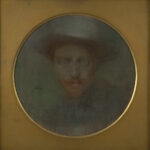 Felice Carena, Autoritratto del pittore Carena, 1904 circa, pastello su carta, diam. 45 cm, Torino, GAM - Galleria Civica d'Arte Moderna e Contemporanea (inv. P/558). Su concessione della Fondazione Torino Musei. Foto Studio Fotografico Gonella 2024