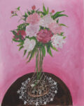 Lorenzo Scotto di Luzio, Peonie su fondo rosa, 2024. Courtesy Vistamare | Milano, Pescara and the artist, acrilico su tela. Photo Silke Mayer