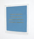 Faraway memories, earlier memories, detestable memories, wonderful memories, 2014, ricamo a filo d'oro su tela di cotone, scatola in plexiglass cm 61 x 68,5 x 6, Photo Archivio Alice Guareschi