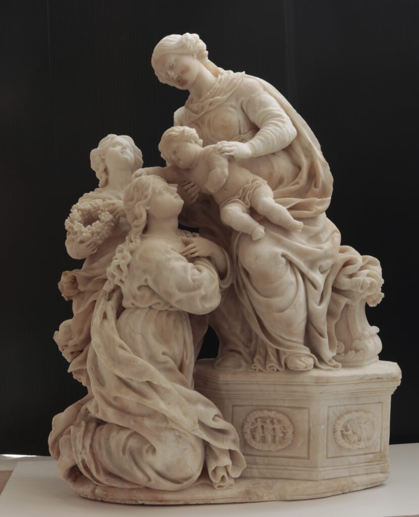 ambito siciliano xvii sec madonna col bambino che benedice santa rosalia marmo alabastrino collezione galleria regionale palazzo abatellis Santa Rosalia nell'arte. Dalle Fiandre a Palermo, il romanzo storico di un'iconografia