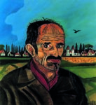Antonio Ligabue, Autoritratto, 1954, olio su faesite