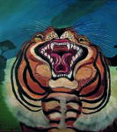 Antonio Ligabue, Testa di tigre, 1956, olio su tela