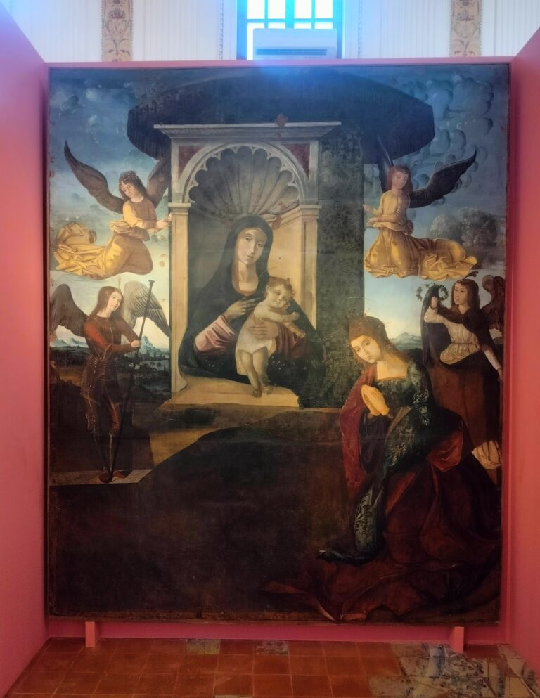 Riccardo Quartararo ed interventi successivi, Madonna con Bambino e Santa Rosalia, olio su tavola - Oratorio dei Bianchi, Palermo, veduta della mostra