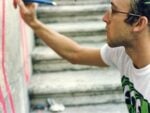 Il graffito di Haring. Photo Massimo Di Felice via Soprintendenza Roma, mostra "Cross the Streets" Macro 2017