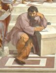 Raffaello, Scuola di Atene, dettaglio che raffigura Michelangelo melanconico